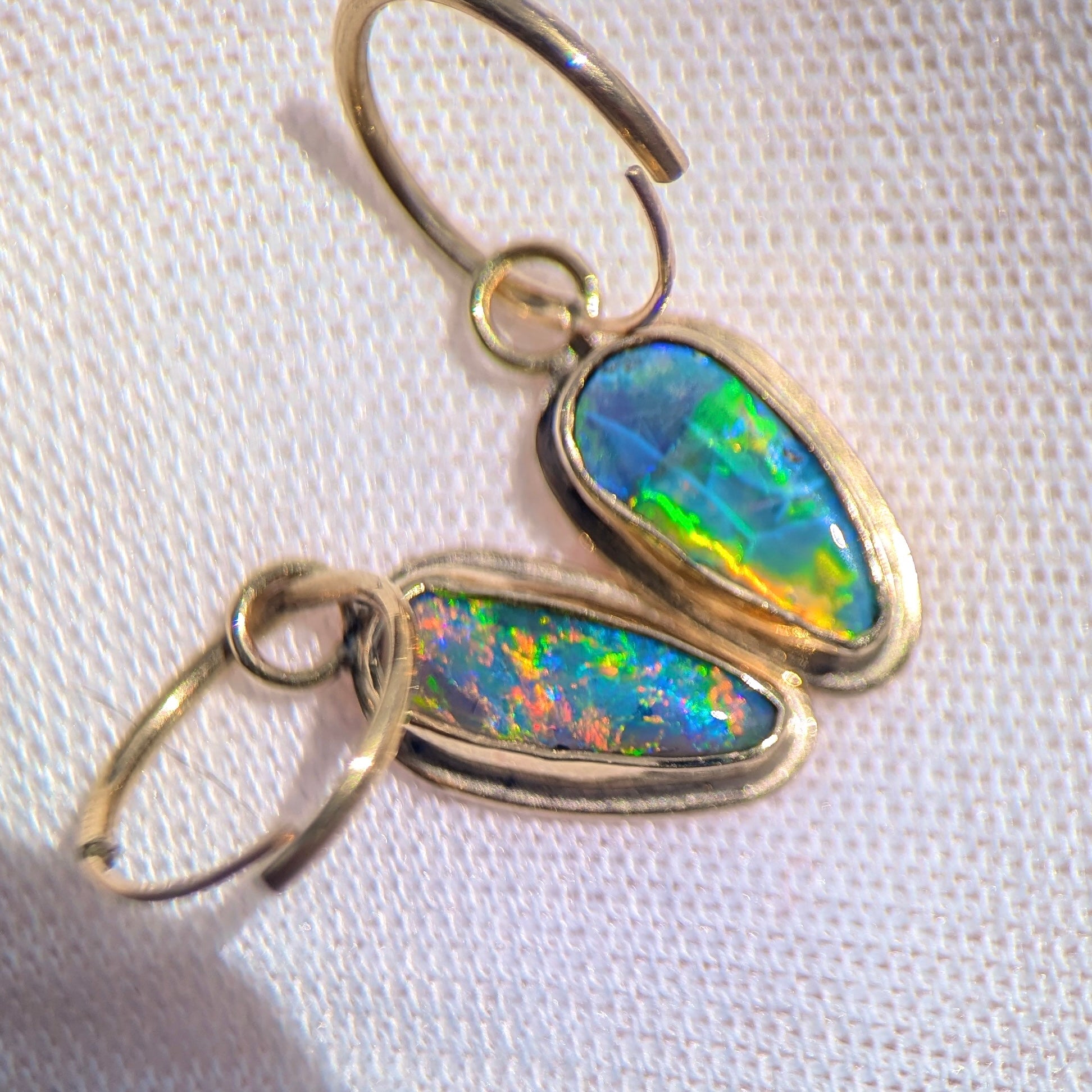 Black Opal Drop earrings in 9K Gold