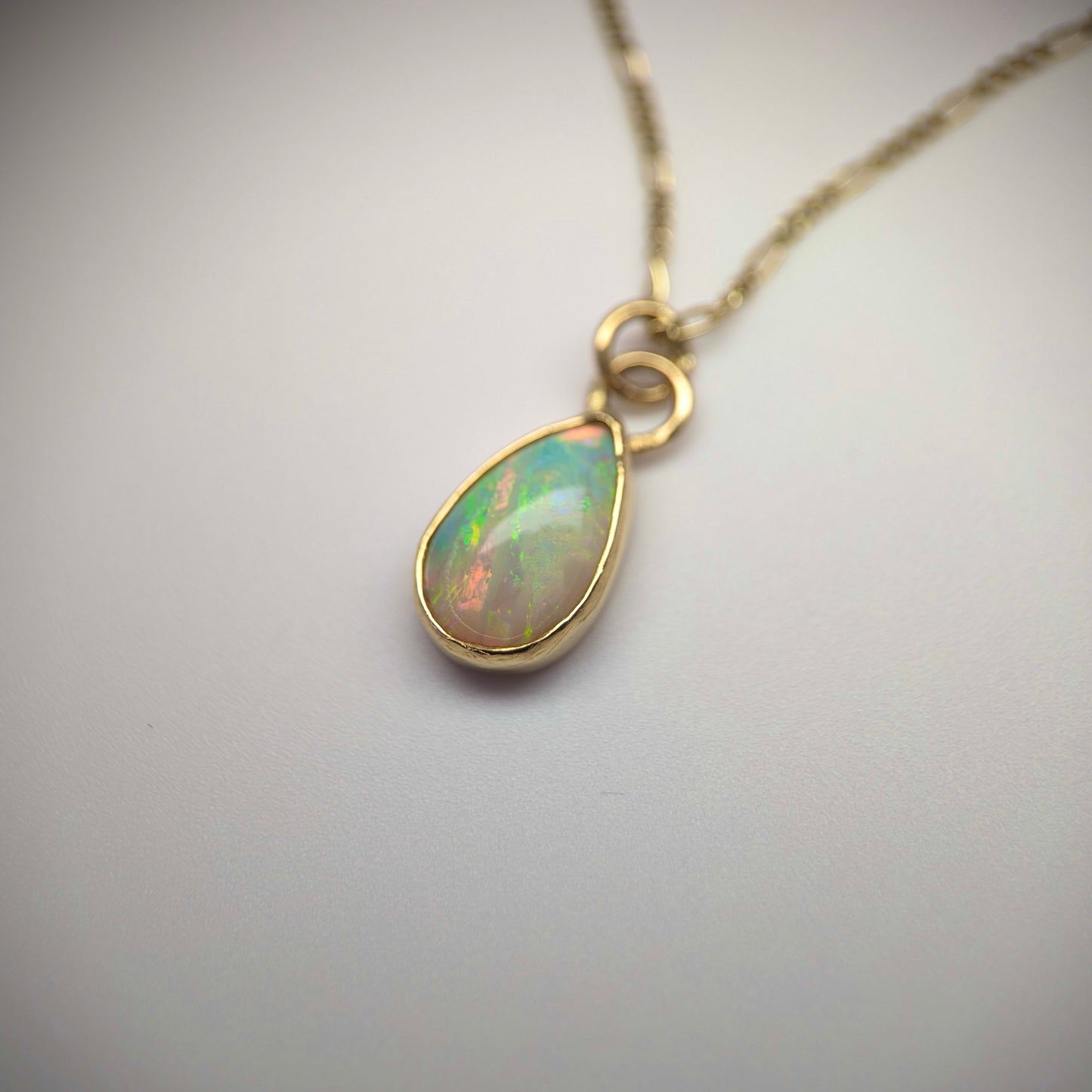 Petite Double sided Opal Pendant in 18K Gold