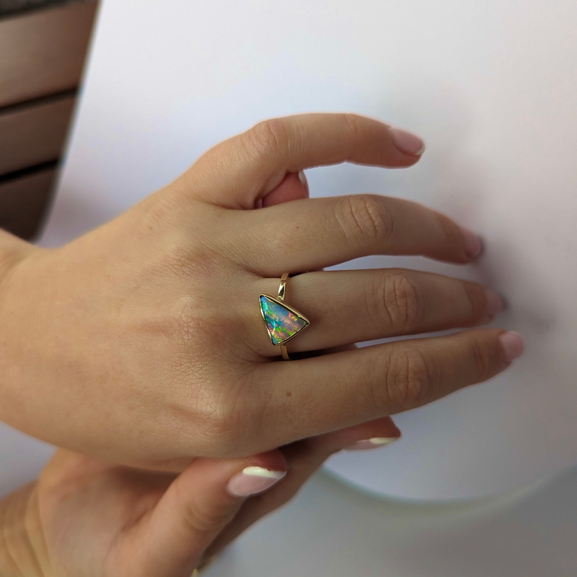 triangular opal ring