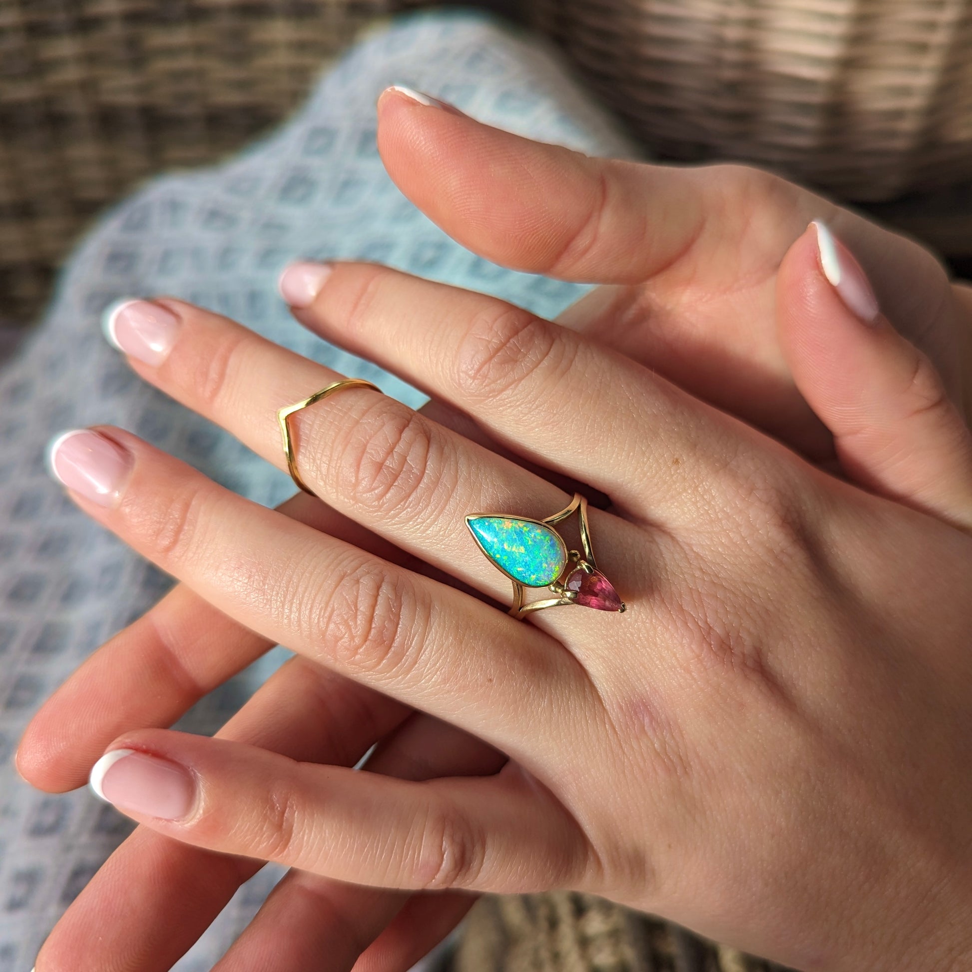 opal and tourmaline ring