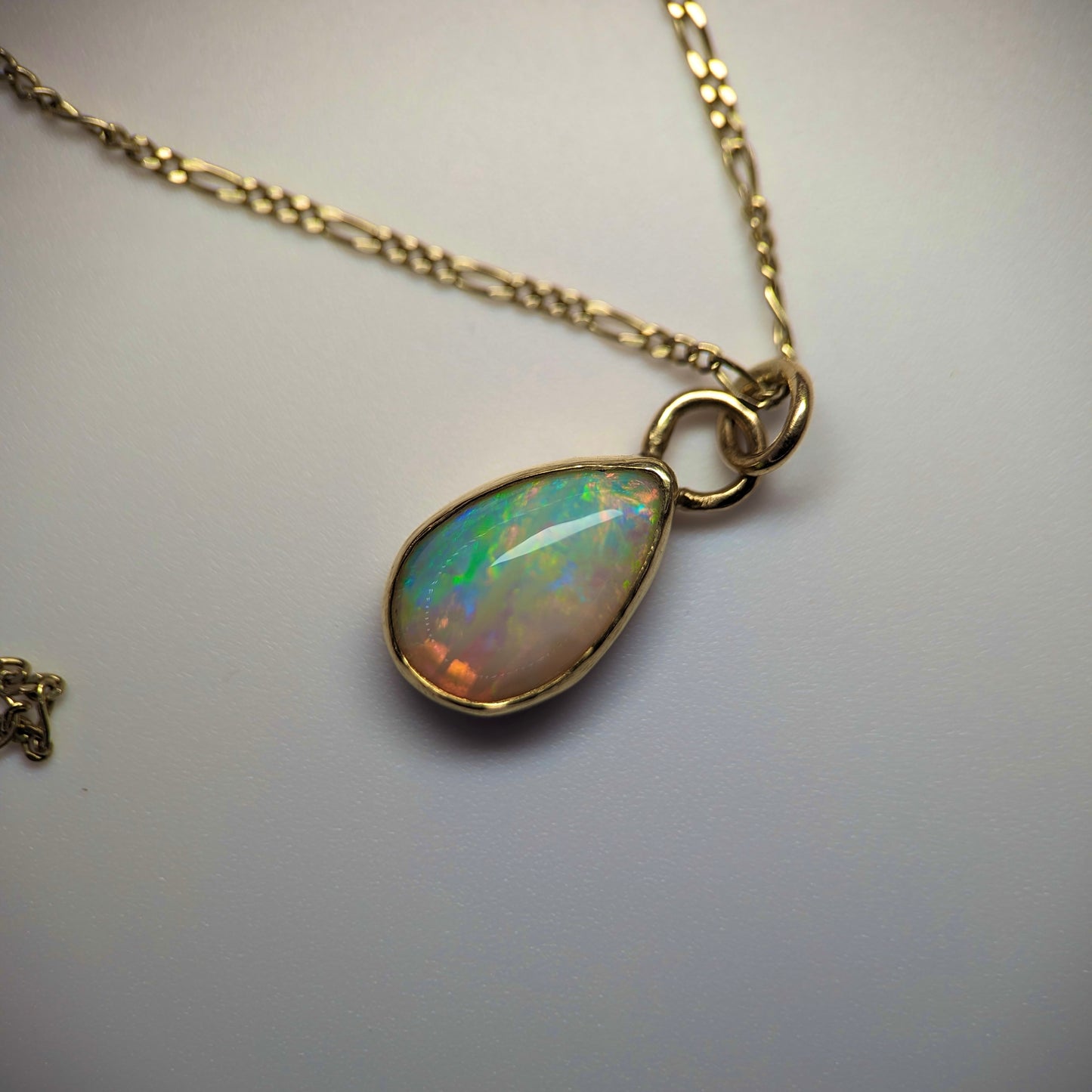 Petite Double sided Opal Pendant in 18K Gold