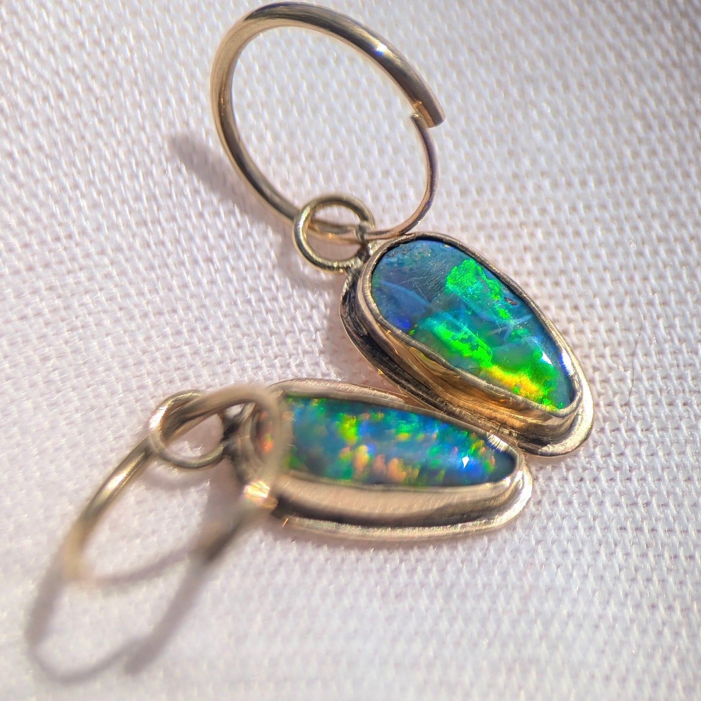 Black Opal Drop earrings in 9K Gold