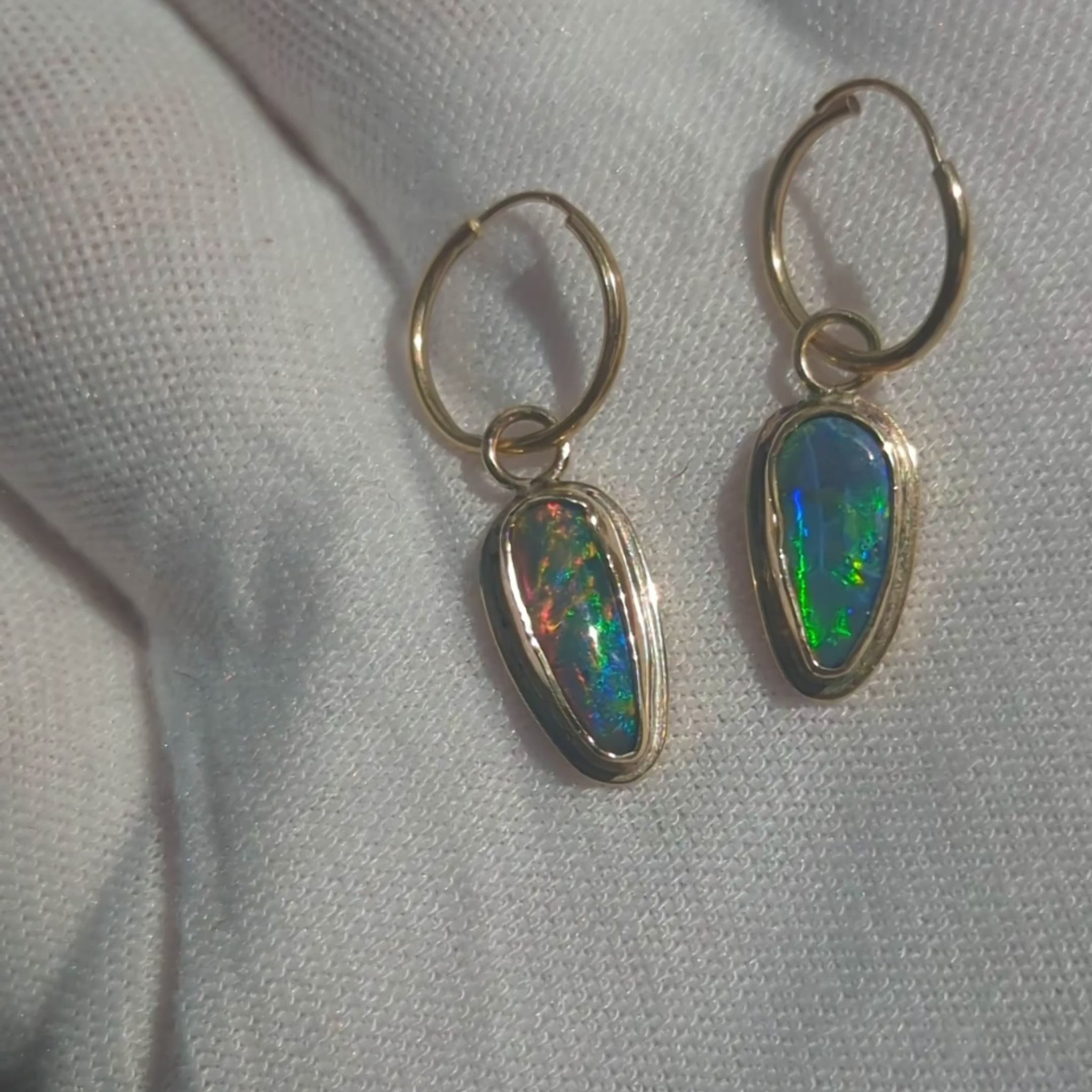 Black Opal Drop earrings in 9K Gold